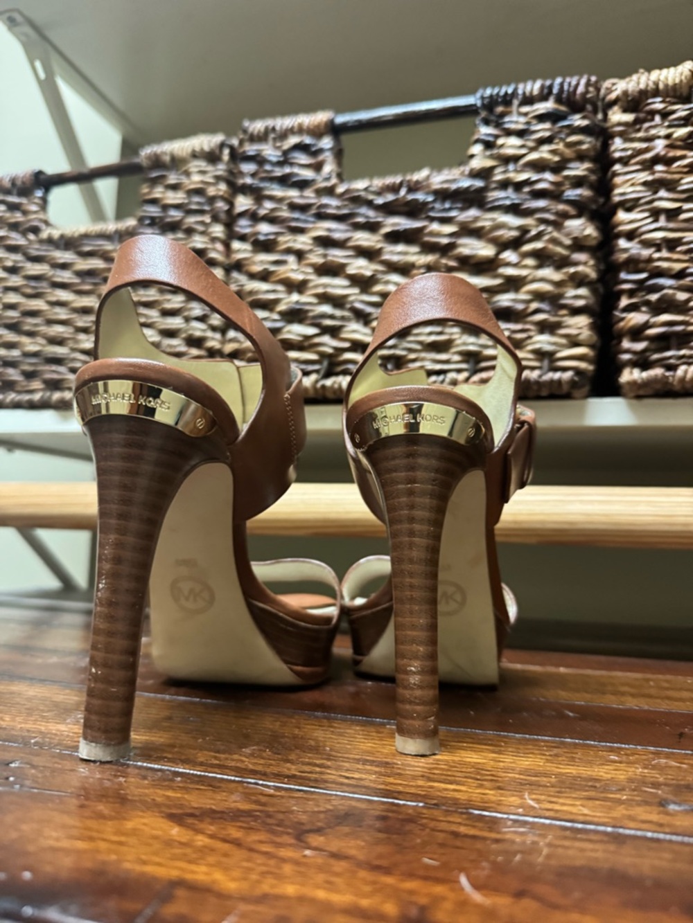 Michael Kors Cognac Brown Platform High Heel Sandals - Picture 3 of 7